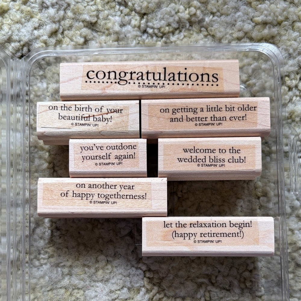 Stampin' Up! Congrats set Wooden Stamps set of 7